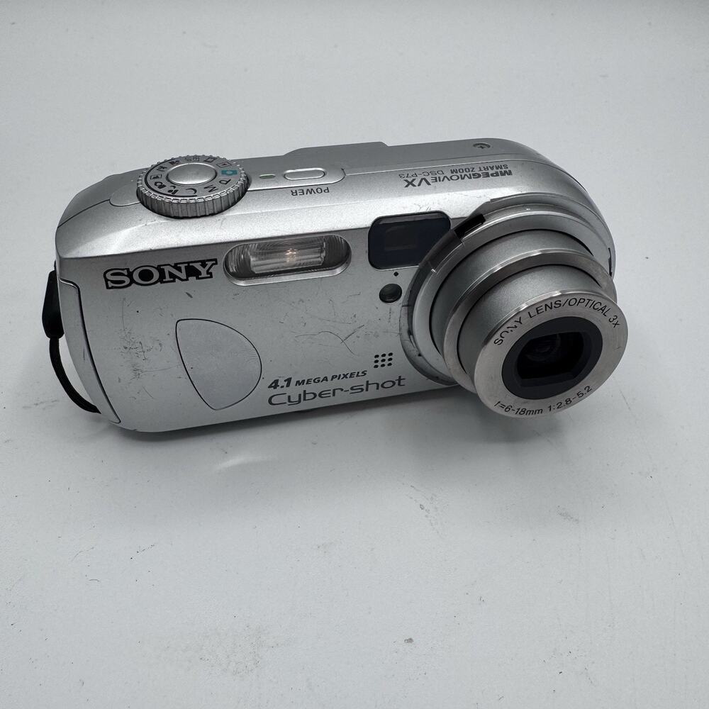 Sony Cyber-shot DSC-P73 4.1MP Digital Camera 3x Optical Zoom Silver Tested